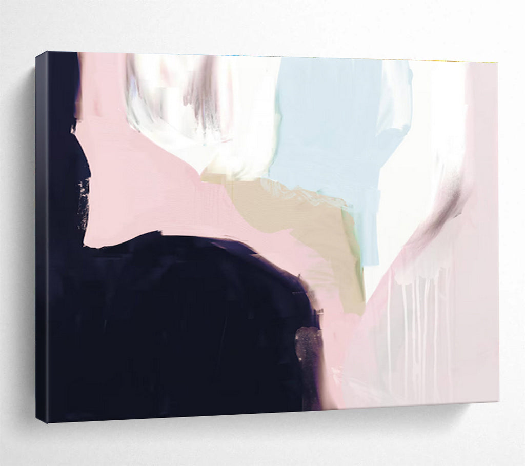 Soft - hued Abstract Painting with Pink and Light Blue Tones THY132