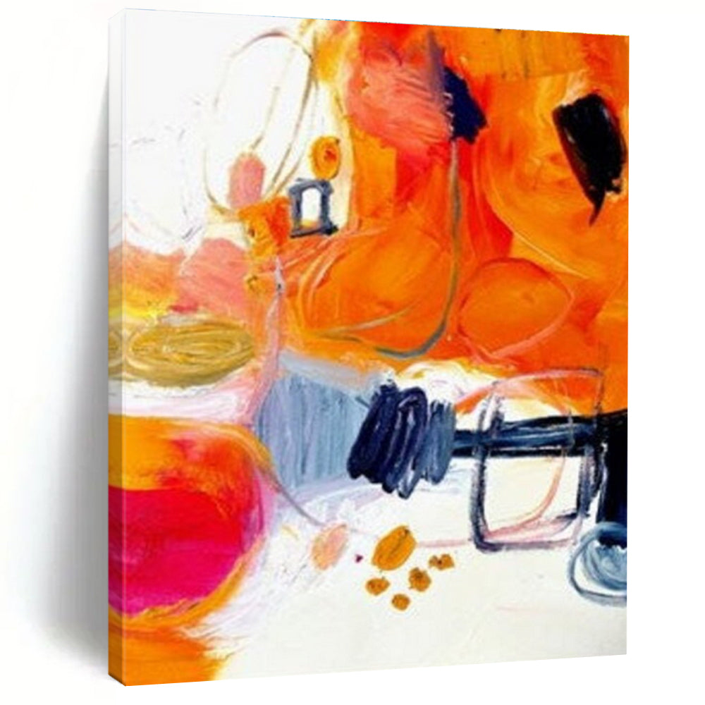 Vibrant Orange Abstract Painting with Mixed Shapes ADGE272