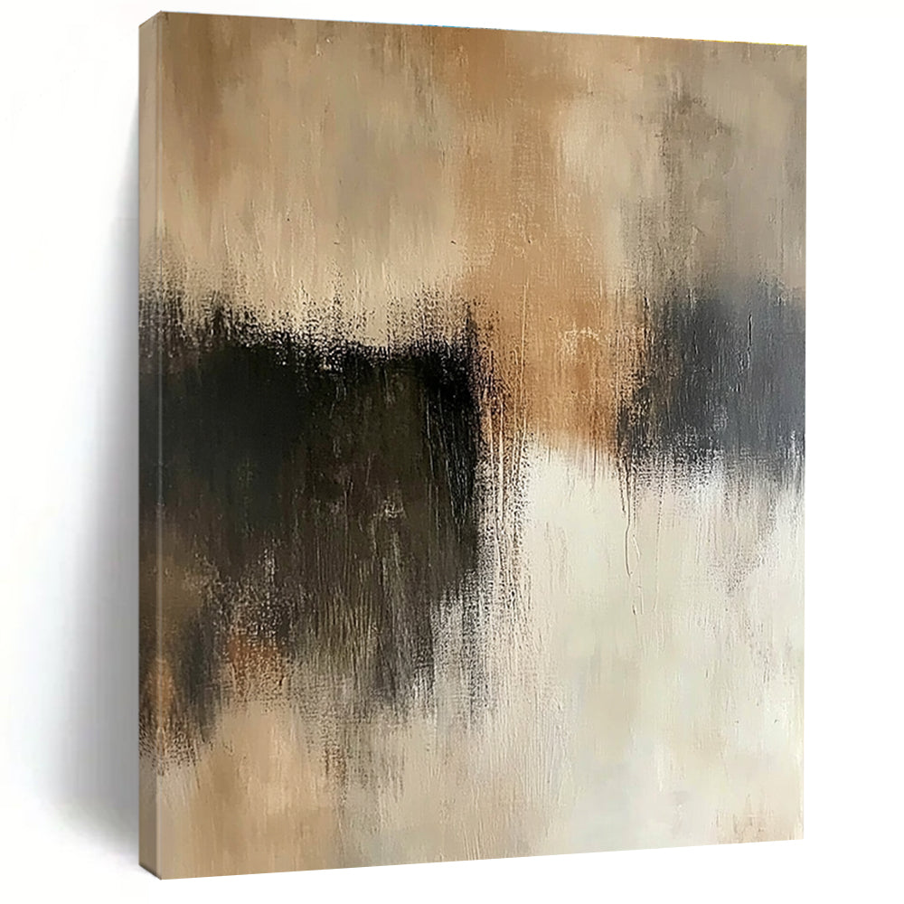 Beige and Black Abstract Painting with Subtle Contrasts GER545