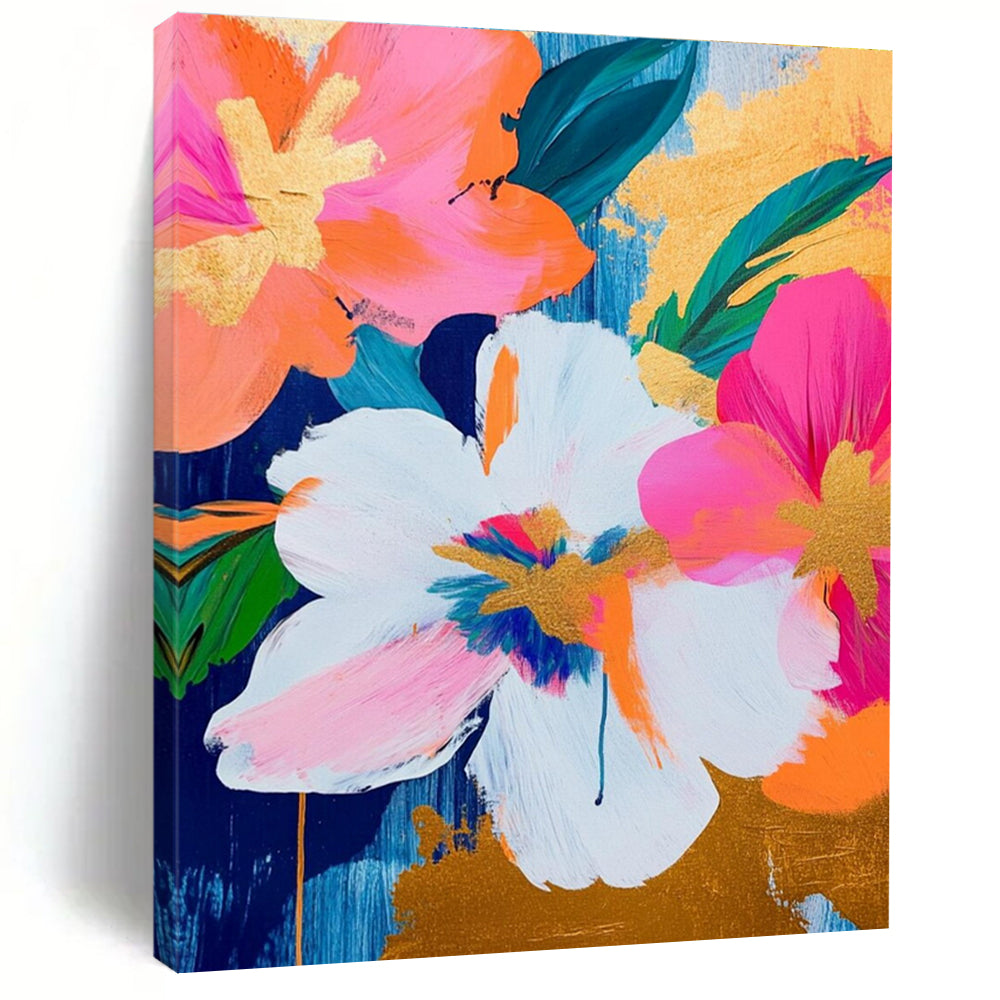 Pink Orange and Gold Flower Abstract Painting ADGE284