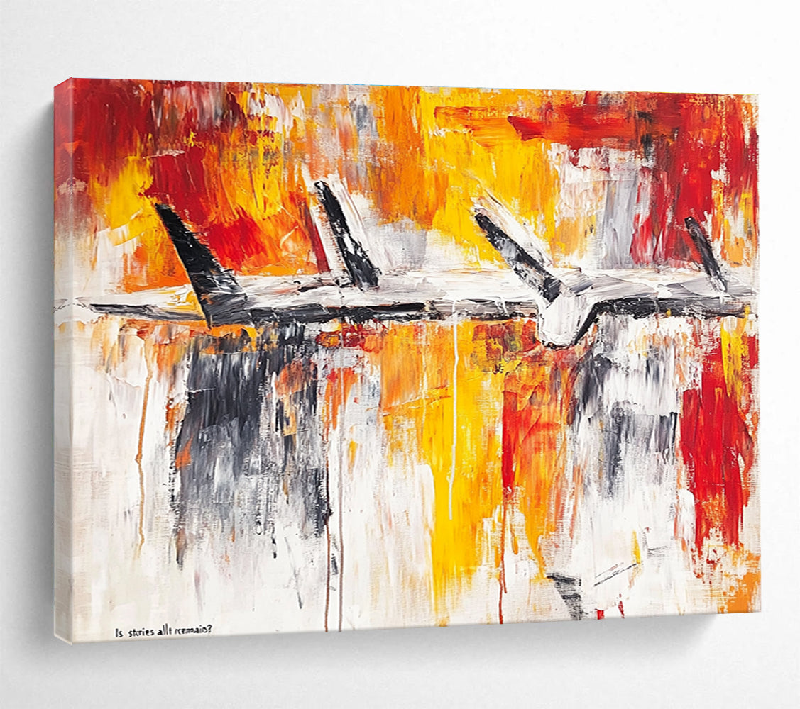 Abstract Aircraft Painting with Fiery Colors DYP497