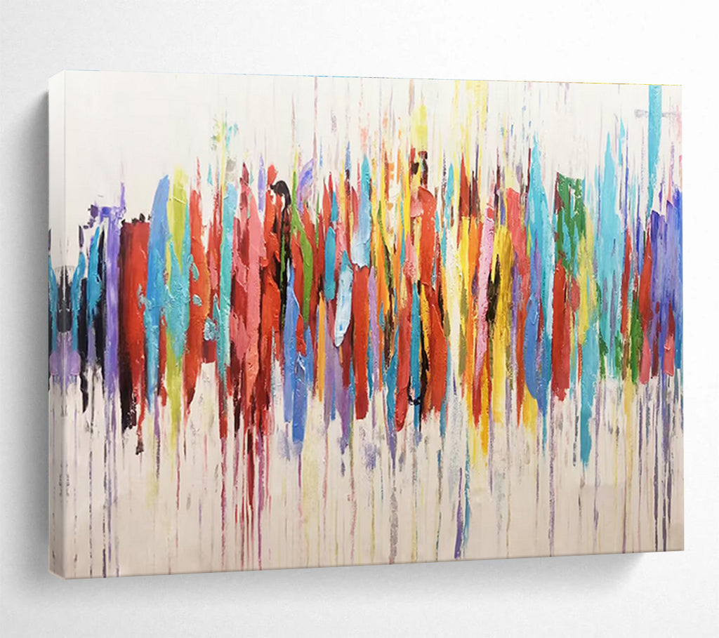 Colorful Drip Abstract Painting with Mixed Bright Hues THY223