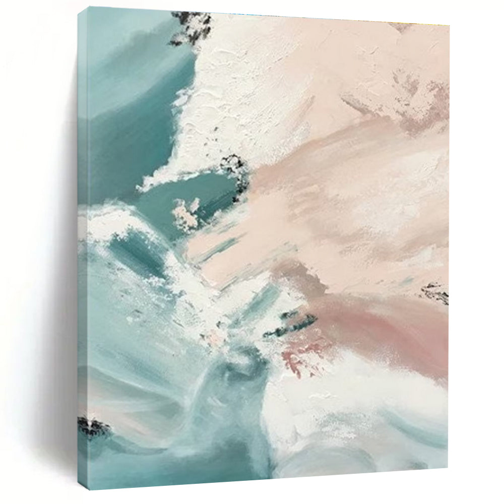 Blue and Pink Abstract Painting with Flowing Brushstrokes ADGE277