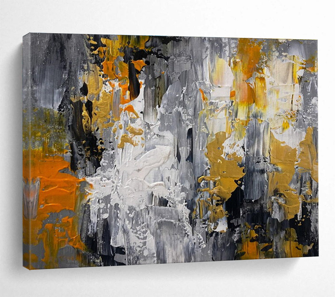 Gray Gold Abstract Painting with Urban Sophistication THY358