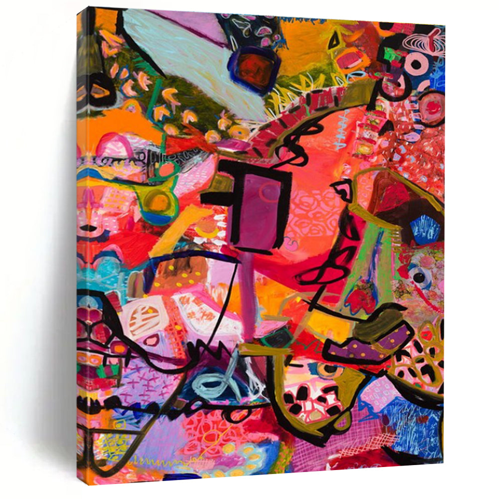 Vivid Colorful Abstract Painting with Pink and Purple ADGE292