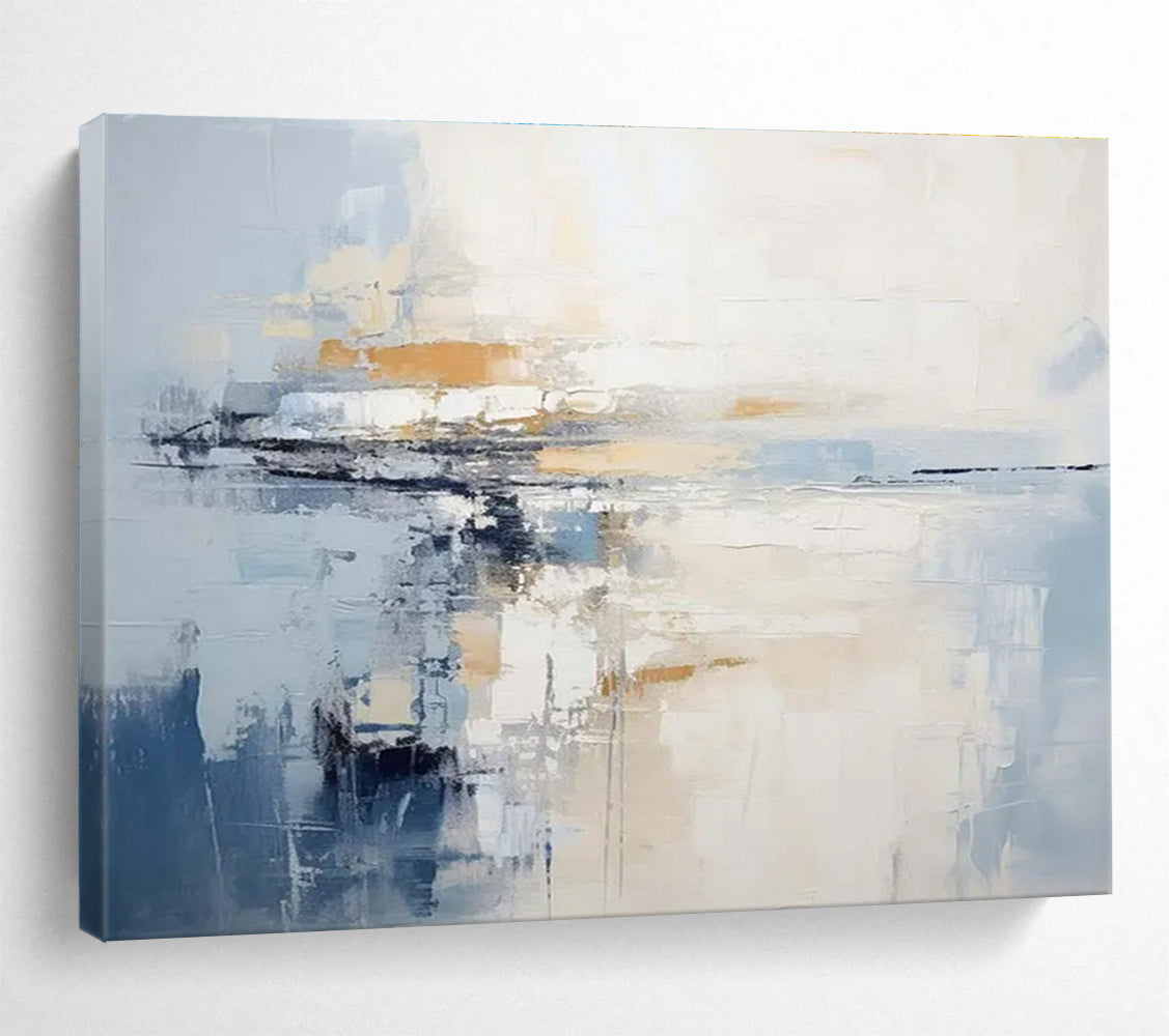 Blue and White Tones Light - toned Abstract Painting THY089