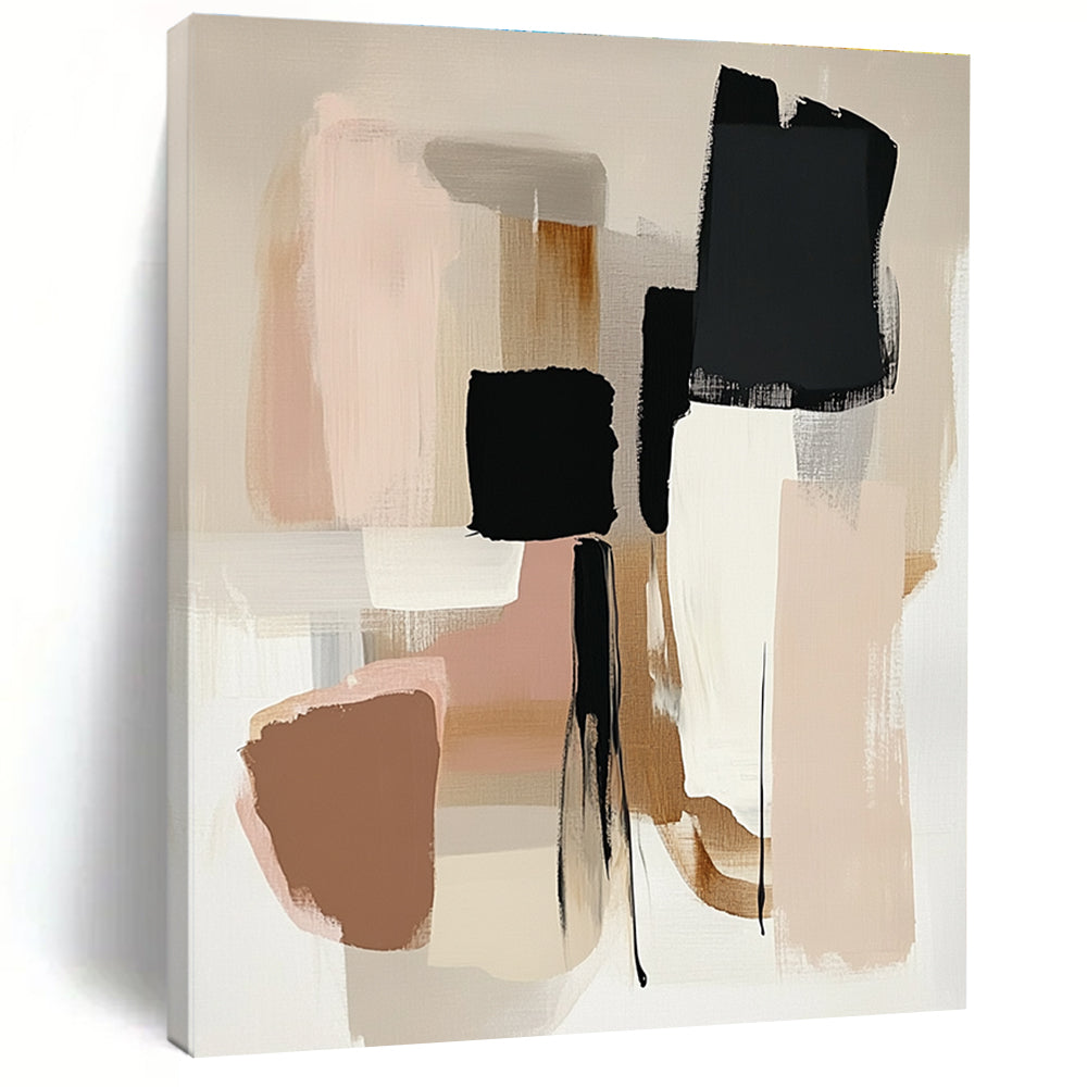 Neutral Tones Abstract Painting with Minimalist Shapes GER791
