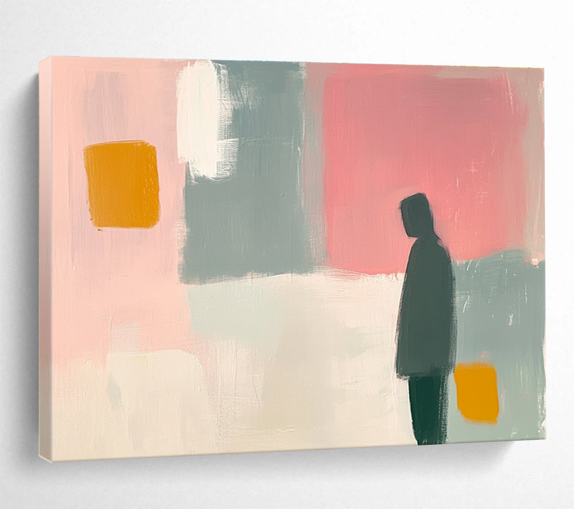 Solitary Figure Abstract Painting with Muted Tones DYP538