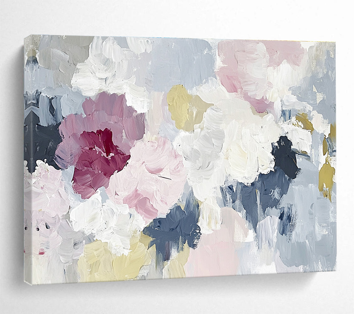 Soft Tones Floral Abstract Painting with Textured Petals DYP210