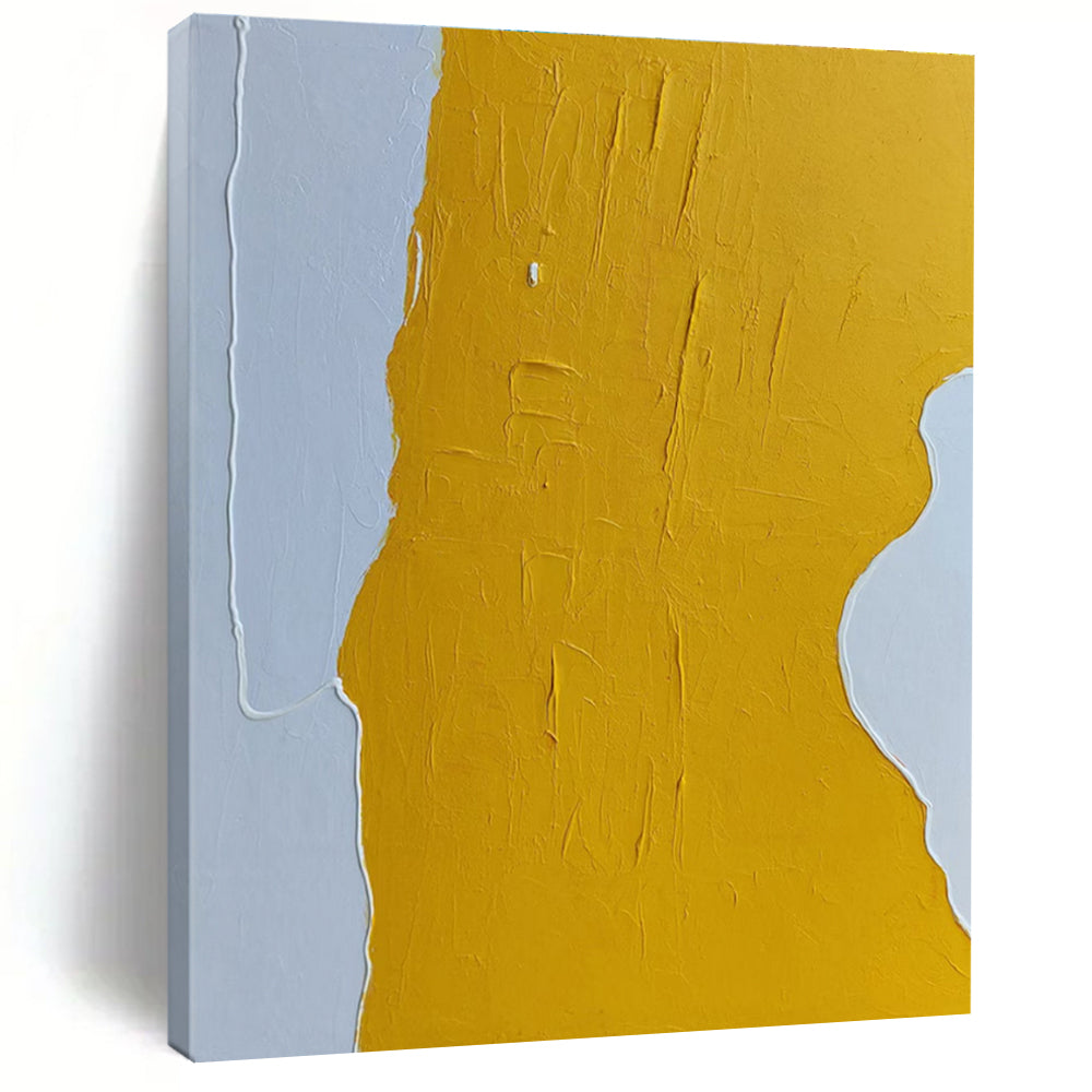 Yellow and White Textured Abstract Painting ADGE351