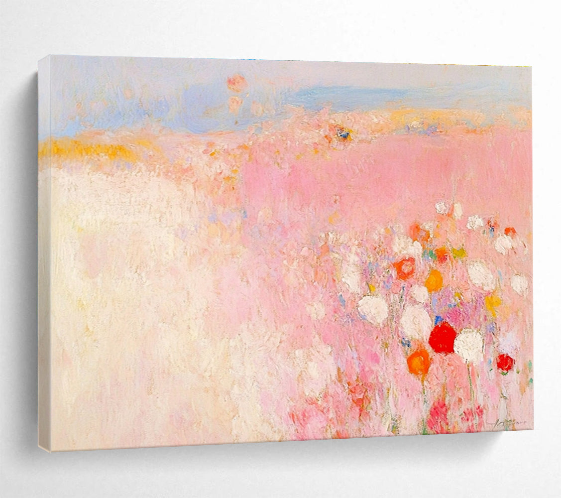 Pastel Landscape Abstract Painting with Pink and Soft Hues DYP508