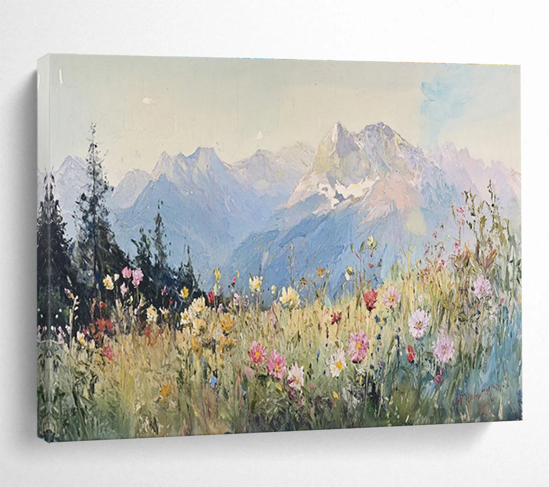 Alpine Meadow Abstract Painting with Fresh, Natural Abundance THY409