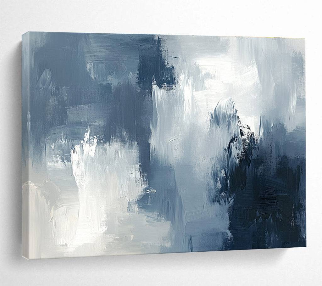 Grey and White Abstract Painting with Textured Surfaces DYP209