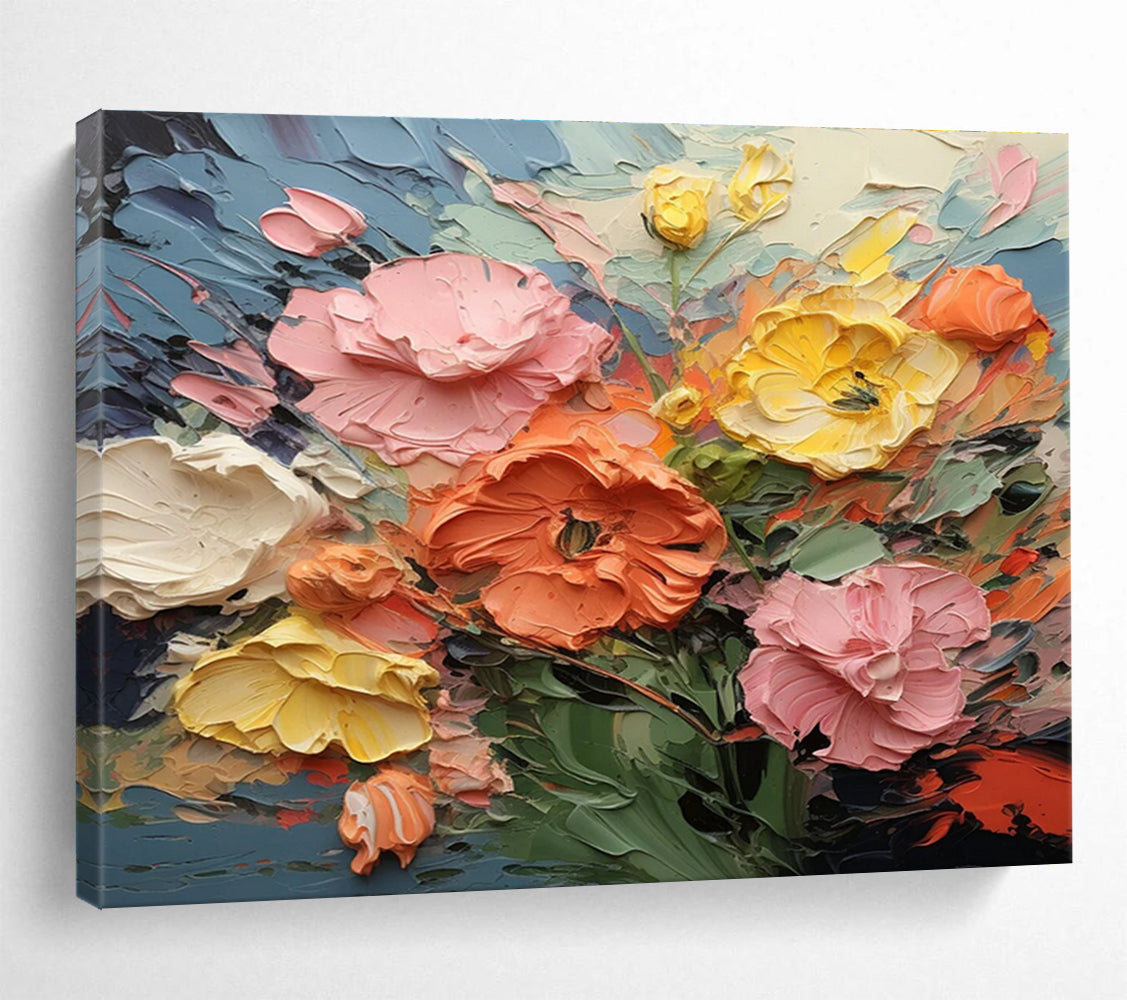 Impasto Flower Bounty Abstract Painting with Soft and Bold Colors THY309