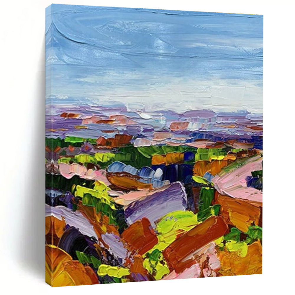 Colorful Landscape Abstract Painting with Layered Textures ADGE276
