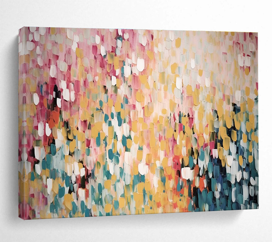 Pastel Color Block Abstract Painting with Pink, Yellow, and Blue Hues THY166