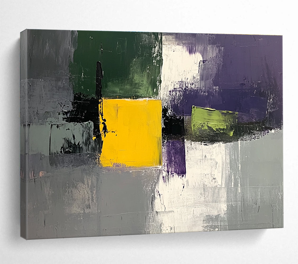 Geometric Color Block Abstract Painting with Bold Shapes DYP482