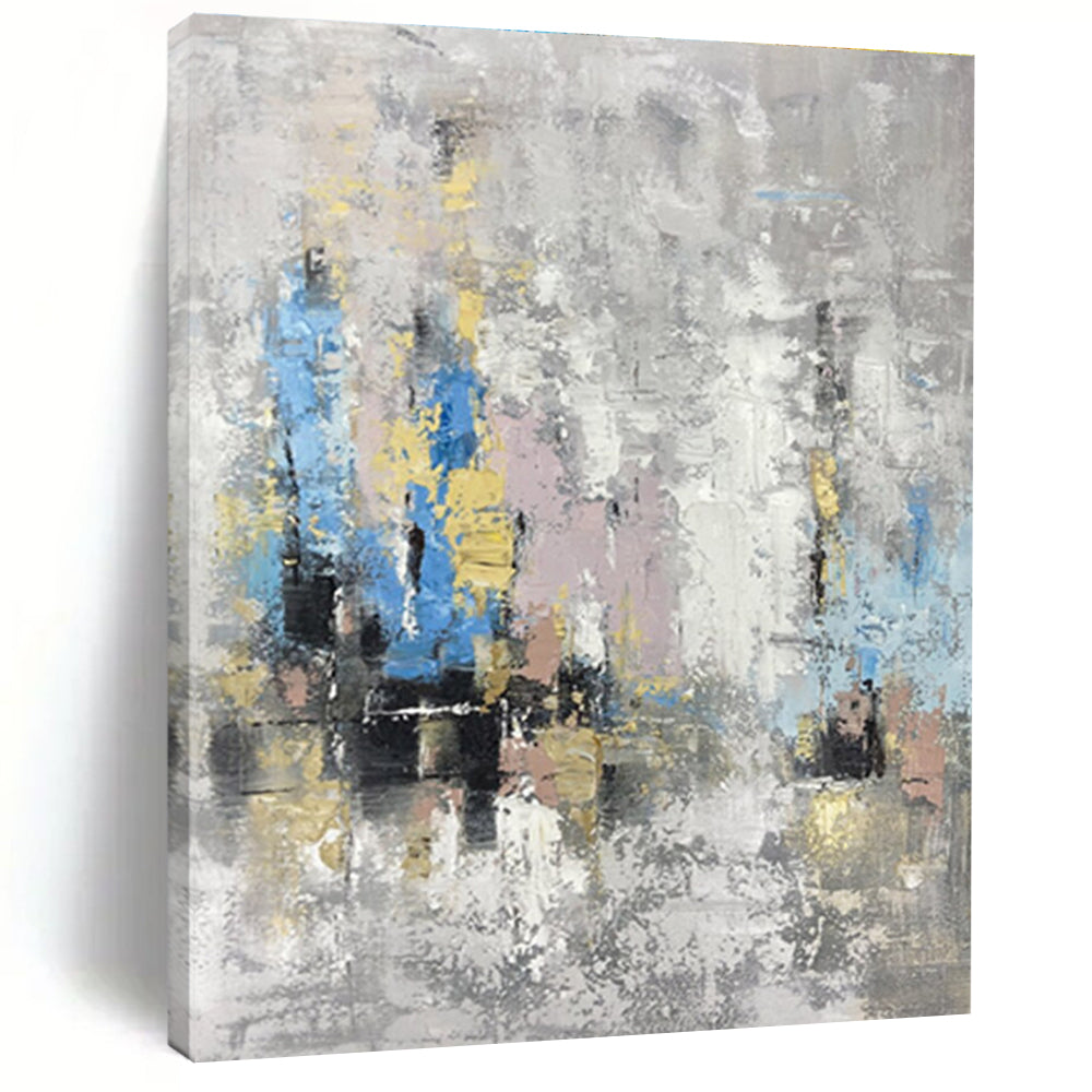 Gray Colorful Abstract City Painting ADGE248