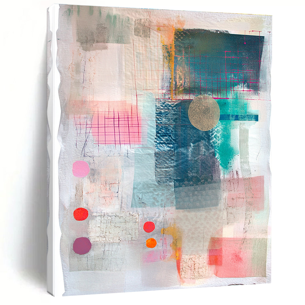Colorful Geometric Mixed Media Abstract Collage Art GER203