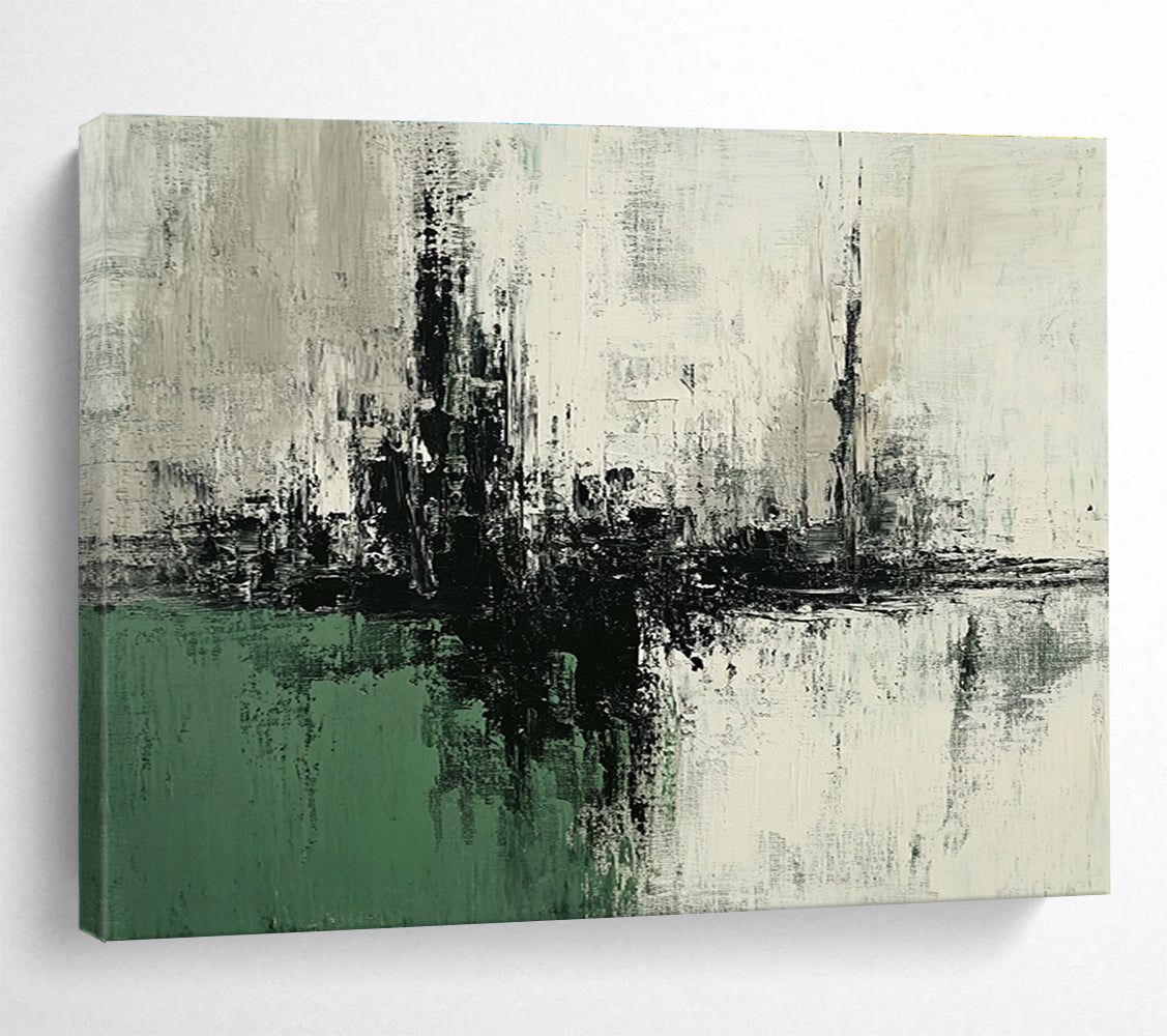 Black and White Abstract Painting with Textured Layers DYP377