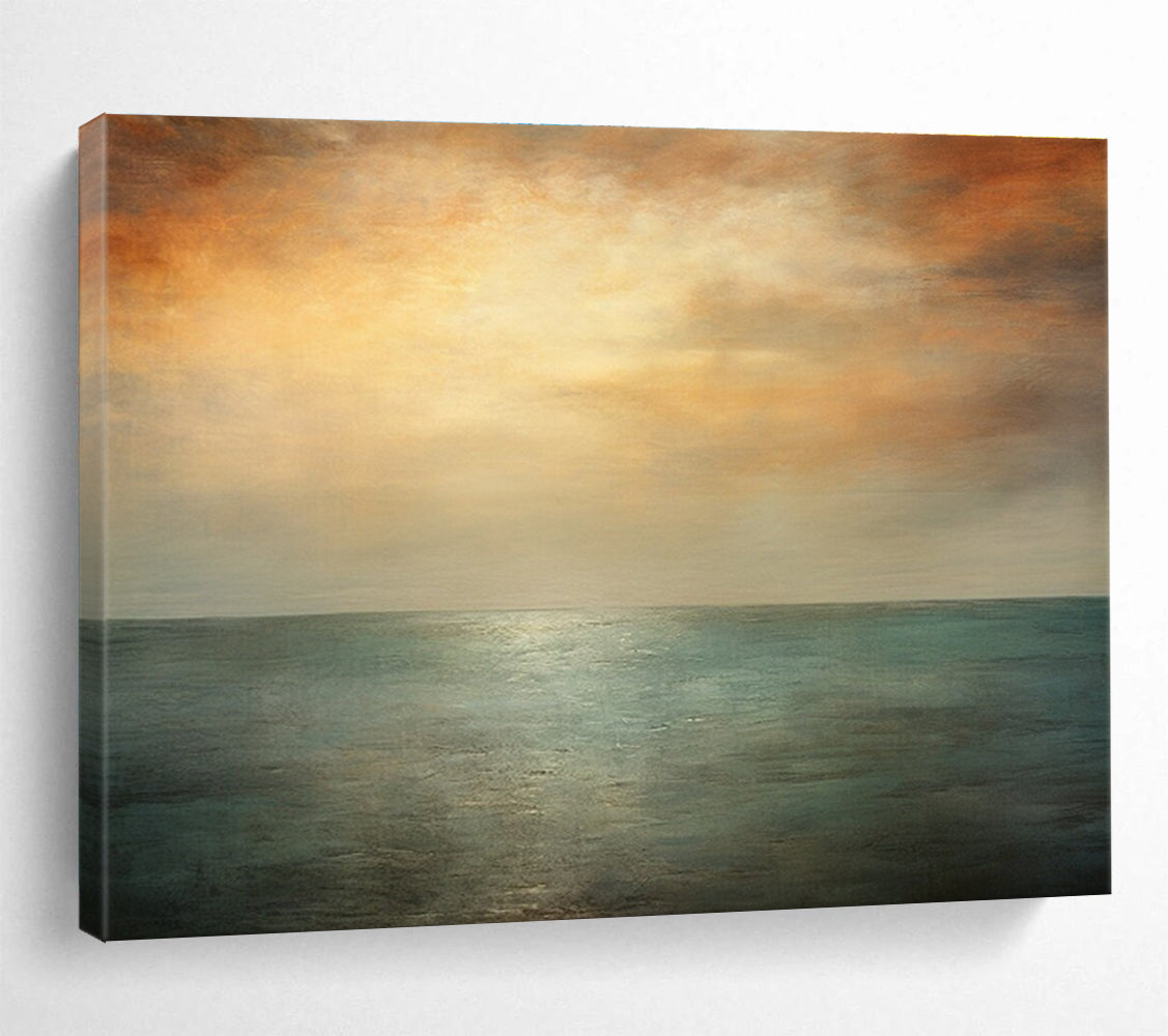 Orange and Blue Toned Sea Sky Abstract Painting THY010