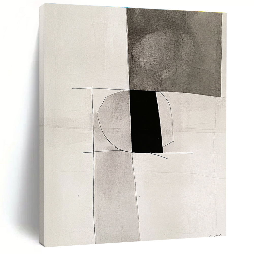 Monochrome Geometric Abstract Painting with Simple Shapes GER721