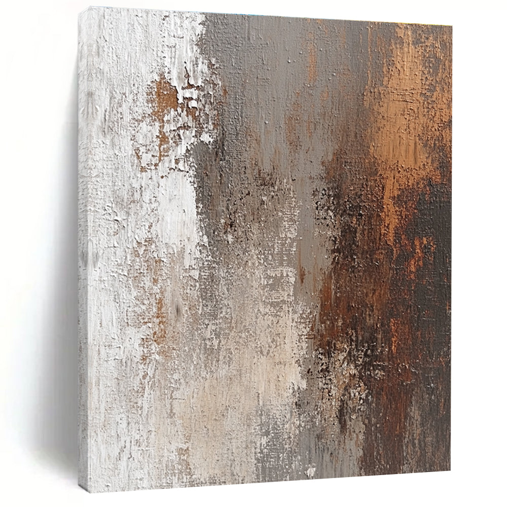 Rustic Brown and Gray Abstract Painting with Weathered Textures GER115