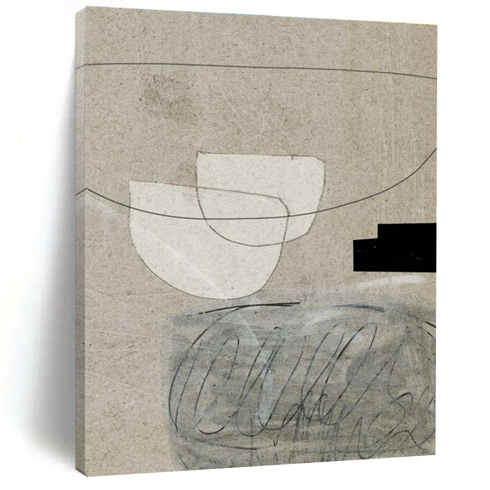 Beige Abstract Collage Painting ADGE238