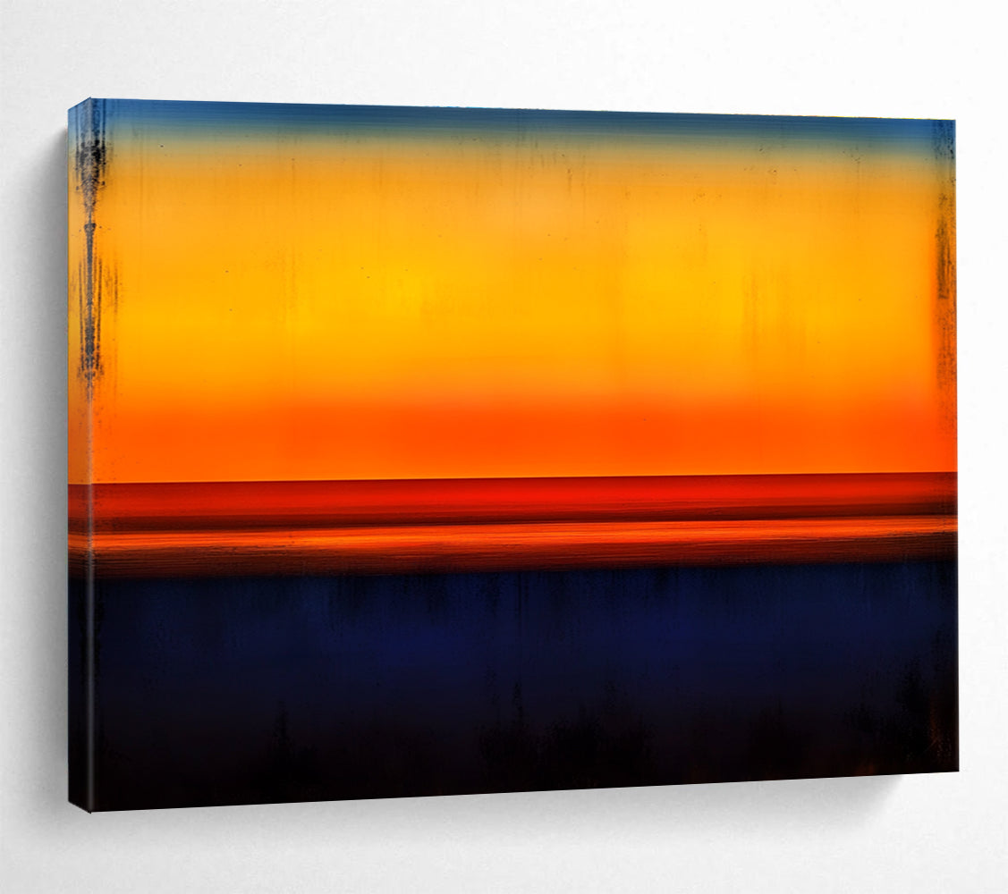 Vibrant Sunset Abstract Painting with Orange Yellow and Blue DYP214