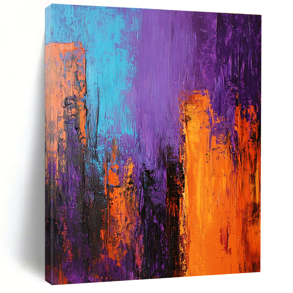Purple and Orange Abstract Cityscape Painting GER571