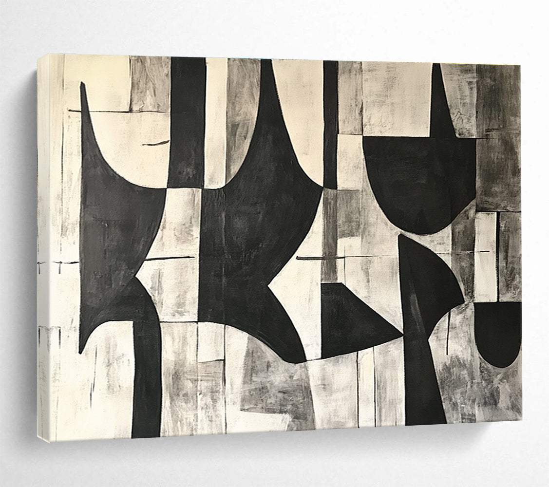 Black and White Abstract Shapes Painting DYP108