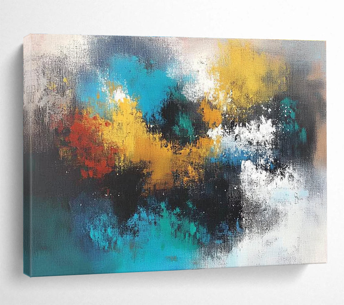 Large abstract painting featuring vibrant colors and fluid shapes perfect for modern home decor. Enhance your space with unique artistic flair.SC625