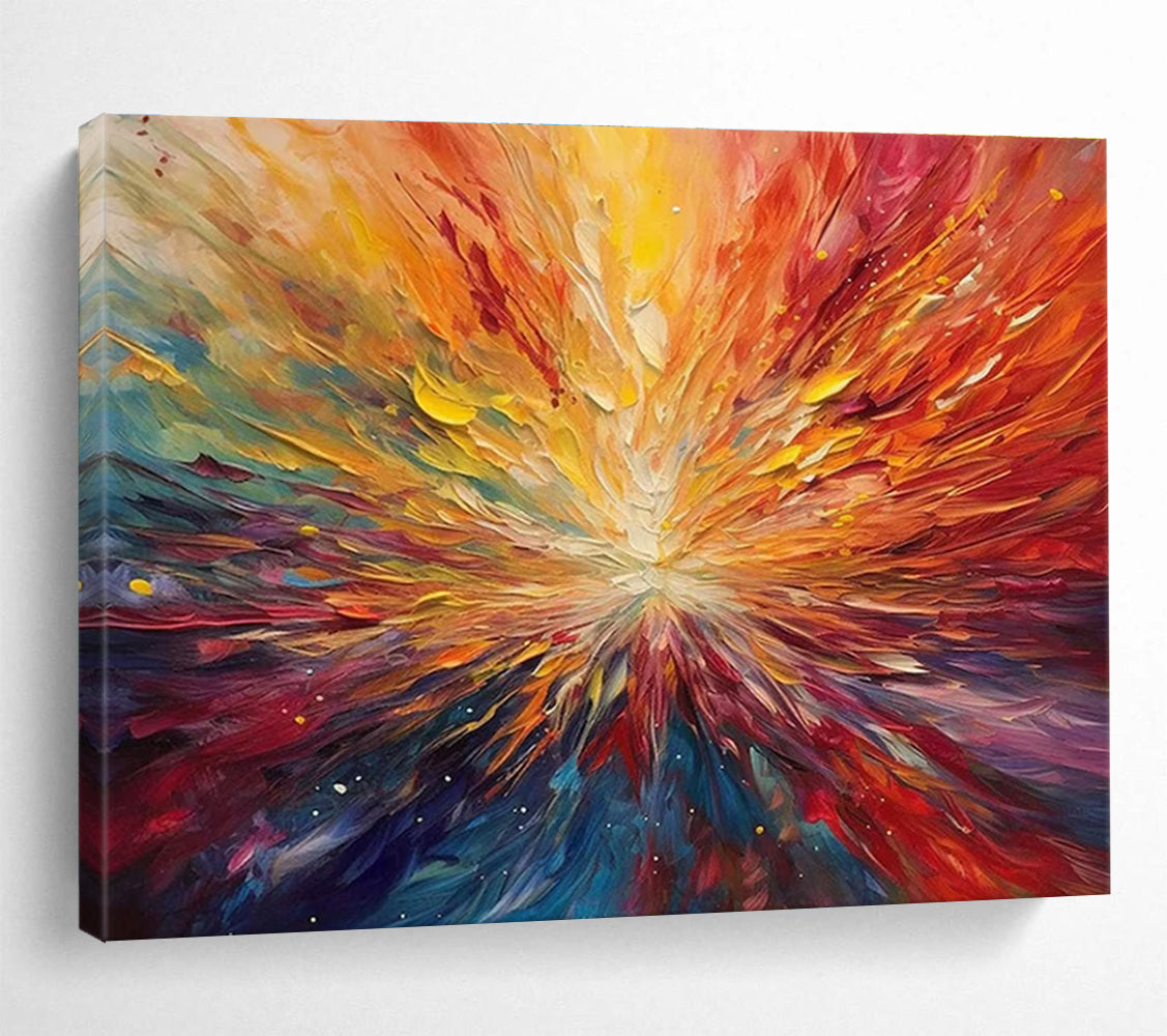 Color Burst Abstract Painting with Vivid Rainbow Hues THY301