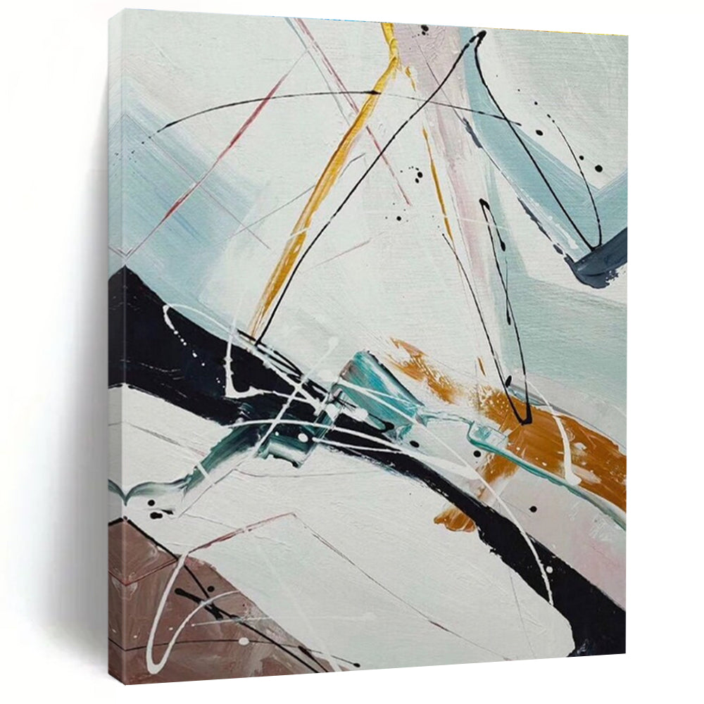 White Yellow Blue Black Abstract Painting ADGE046