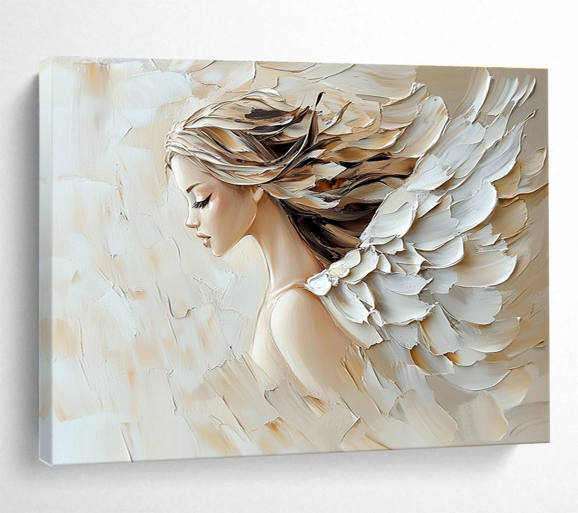 Angel - like Figure Abstract Painting with Textured Wings DYP276