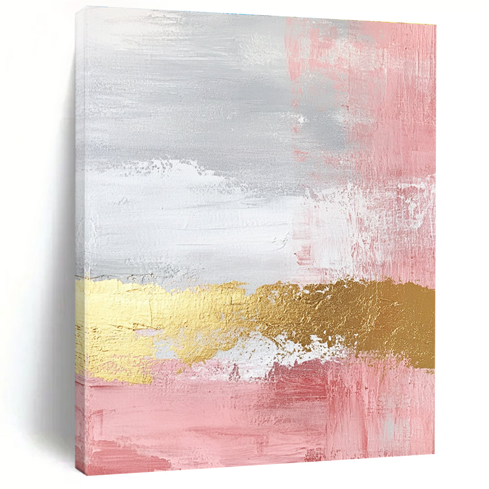 Pink and Gold Abstract Painting with Soft Textures GER443