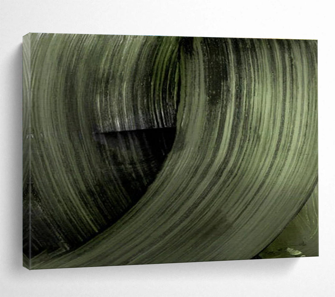 Green Swirl Abstract Painting with Dynamic Textures THY123