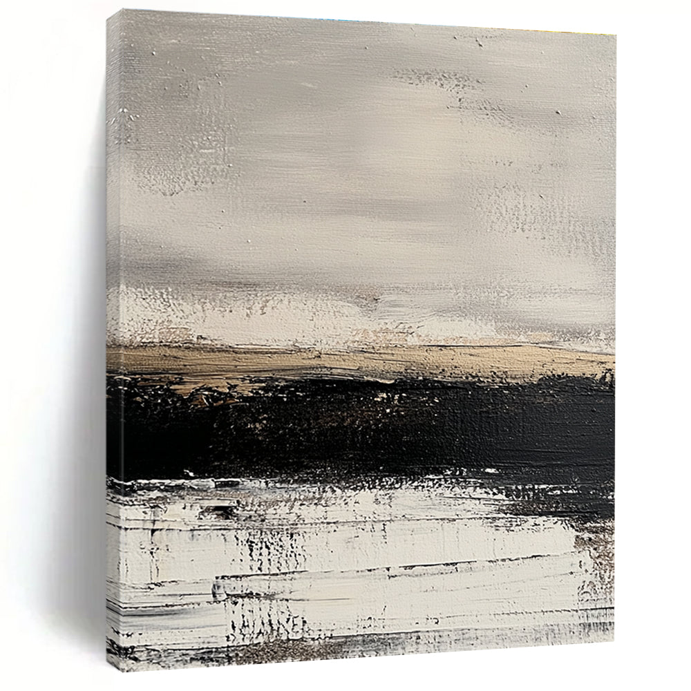 Monochromatic Landscape Abstract with Gray Beige and Black GER344