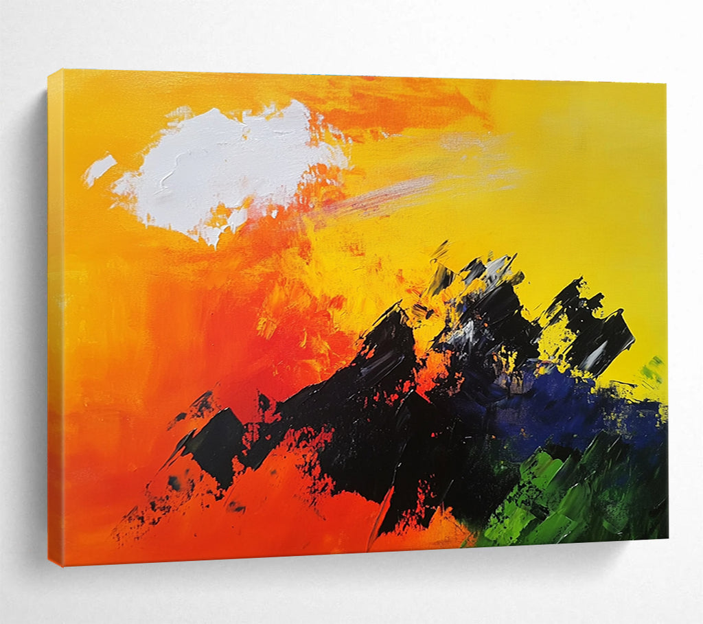 Vibrant Mountain Abstract Painting with Bold Color Combinations DYP342