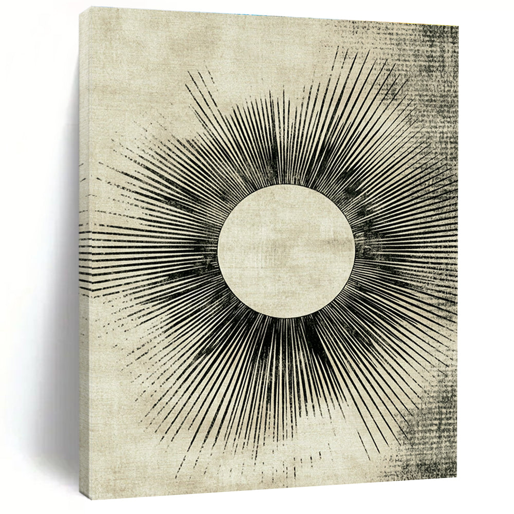 Sunburst Abstract Painting with Radiating Lines GER114