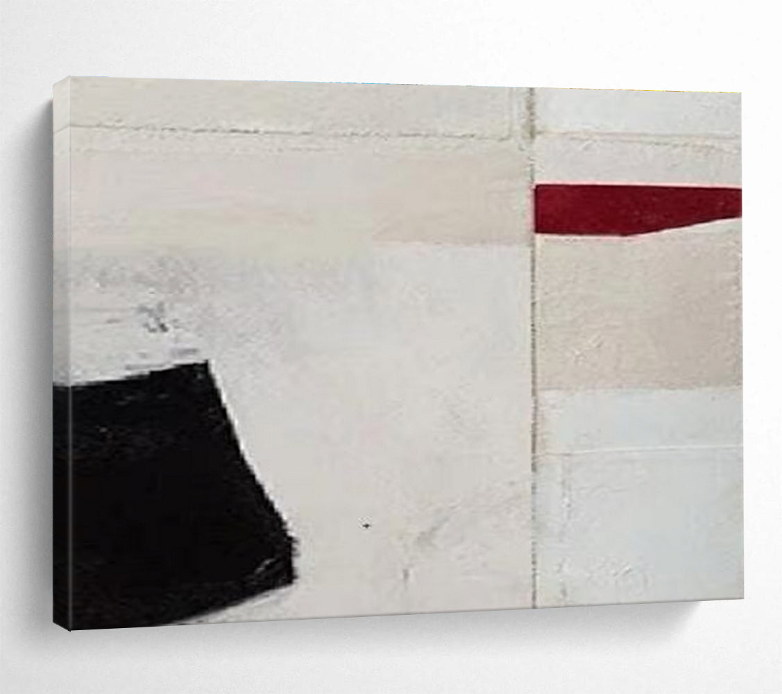 Black Red and White Minimalist Geometric Abstract Painting THY110