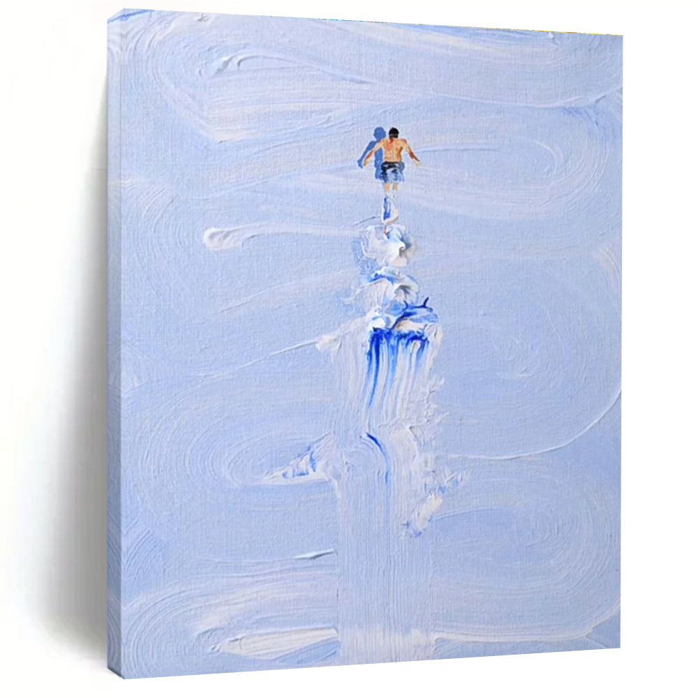 Blue and White Water Figure Abstract Painting ADGE327
