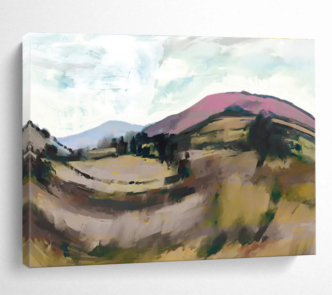 Colorful Mountain Abstract Painting with Pink and Ear THY Tones THY126