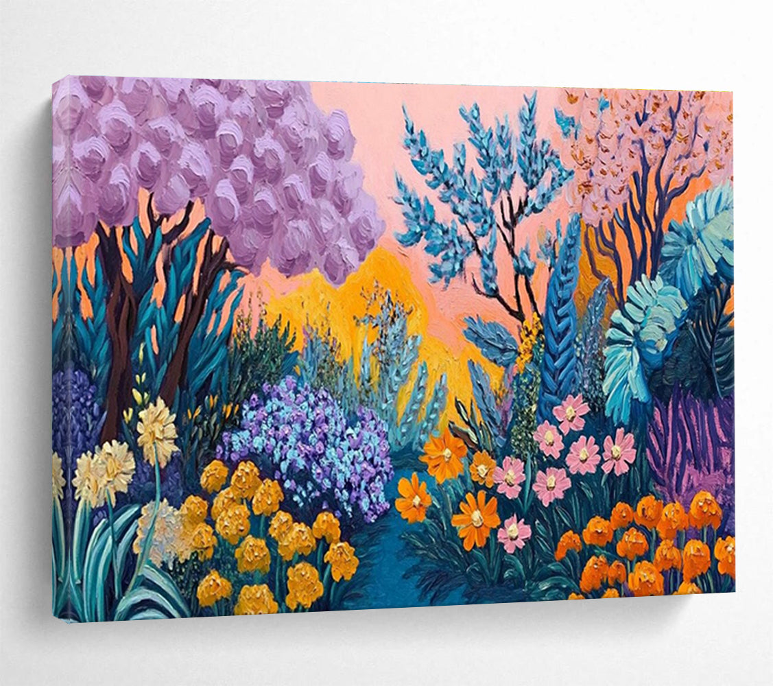 Fantasy Garden Abstract Painting with Whimsical, Dreamy Colors THY418