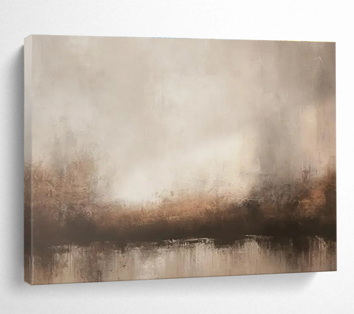 Beige Brown Abstract Painting with Subtle Landscape Hints THY321