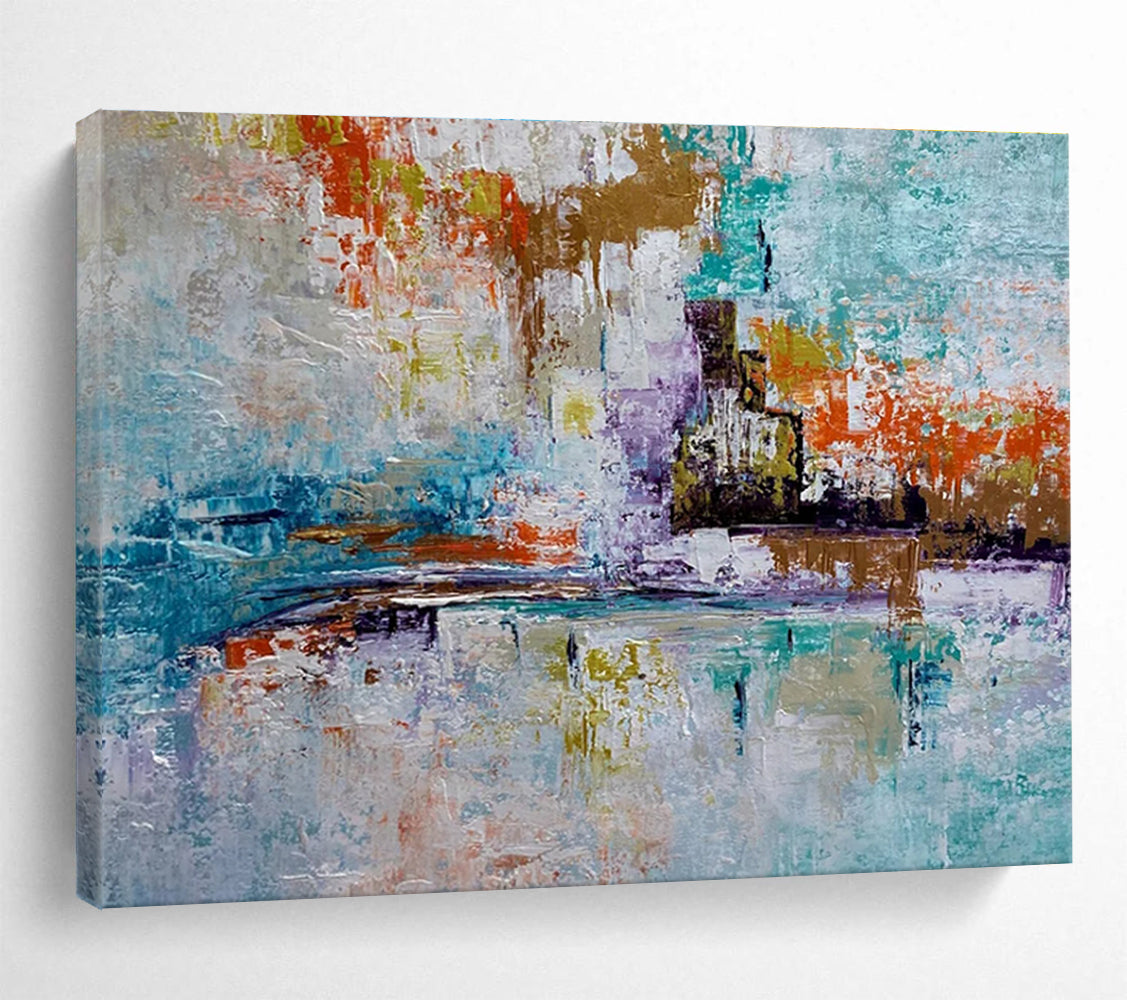 Colorful Cityscape Abstract Painting with Vibrant Urban Energy THY368