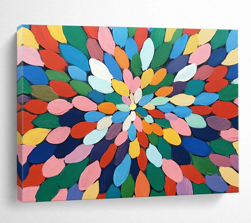 Colorful Petal - Shaped Abstract Painting with Bright Colors DYP117