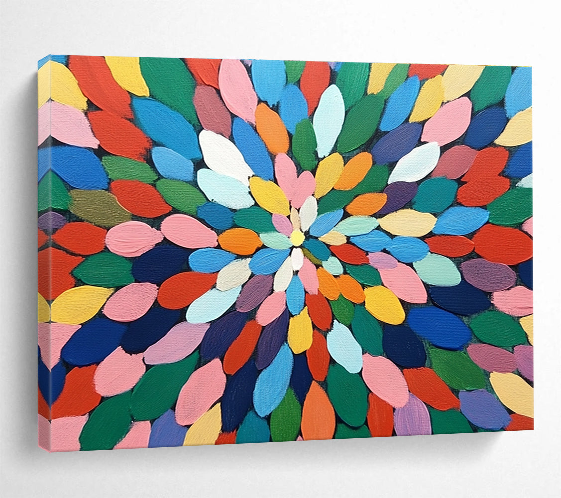 Colorful Petal - Shaped Abstract Painting with Bright Colors DYP117