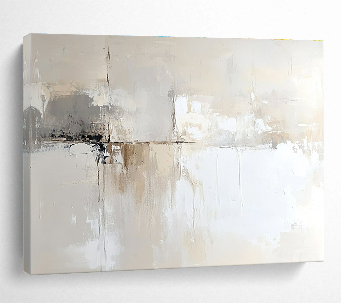 Beige and Gray Abstract Painting with Subtle Textures DYP450