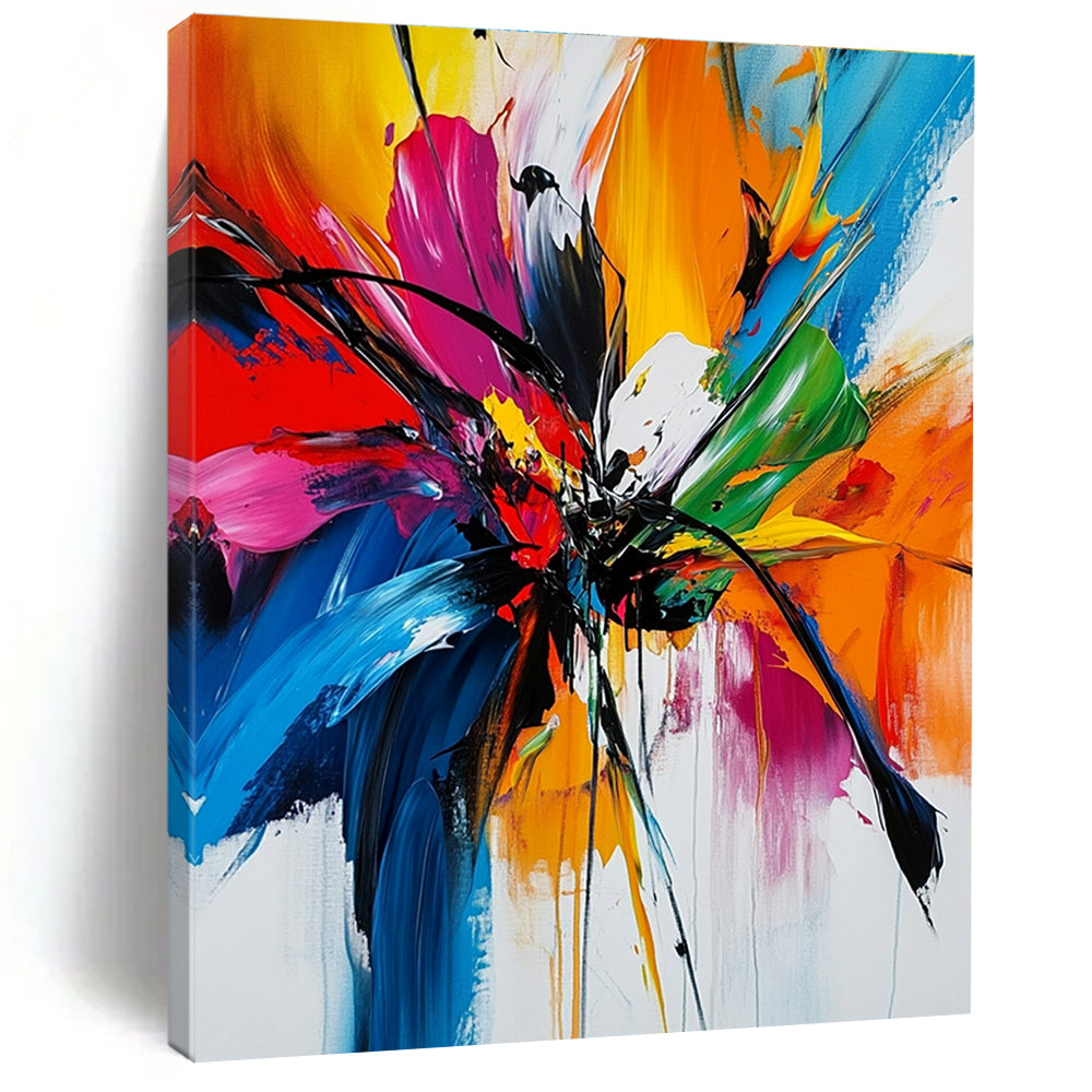 Vivid Flower Abstract Painting with Splashed Colors GER787